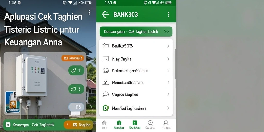 Antarmuka BANK303 menampilkan informasi tagihan listrik dengan jelas.
