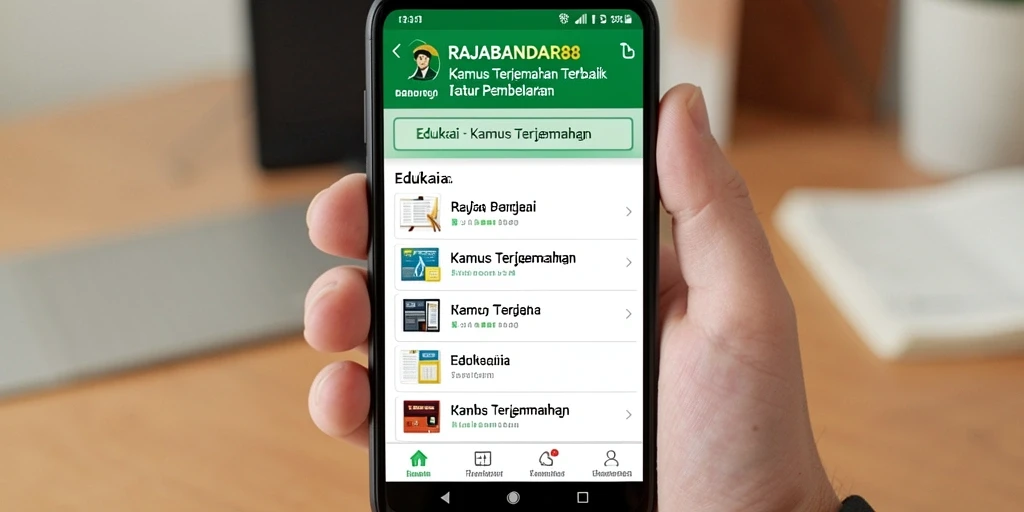 Antarmuka aplikasi RAJABANDAR88 yang intuitif untuk terjemahan kata.