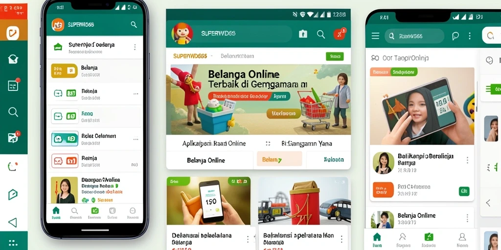 Screenshot utama SUPERWD666 menampilkan antarmuka aplikasi Belanja Online yang menarik.