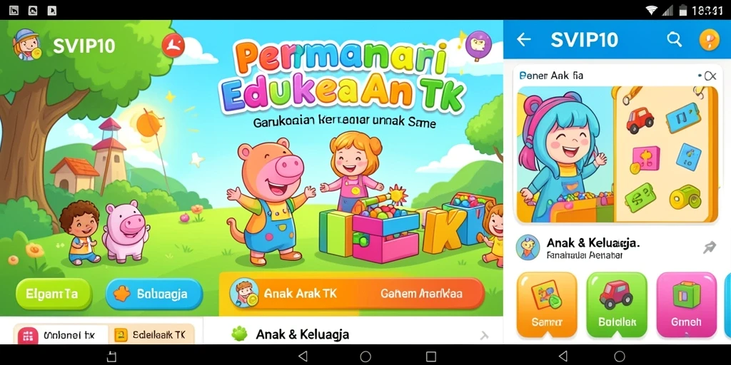 Tampilan antarmuka ceria dari SVIP10 dengan fitur interaktif untuk anak TK.