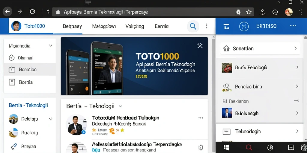 Tampilan antarmuka aplikas TOTO1000 dengan berita teknologi terbaru.