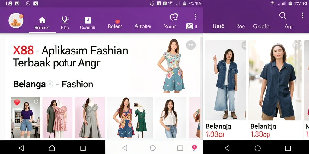 Antarmuka aplikasi X88 dengan koleksi fashion yang menarik.