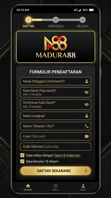 Cara Mudah Daftar Akun Baru madura88 untuk Android